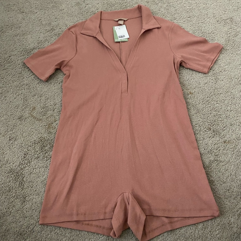 H&M Dusty Rose Ribbed Romper